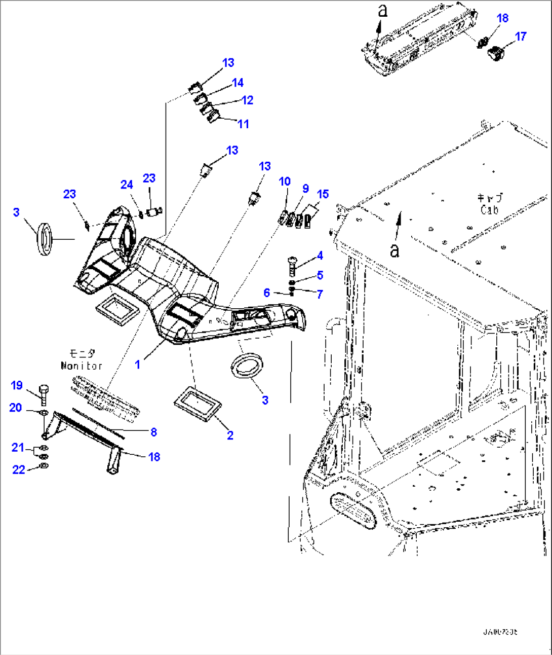 ROPS Cab and Floor Frame Group, Cab In Parts, Front Cover and Switch