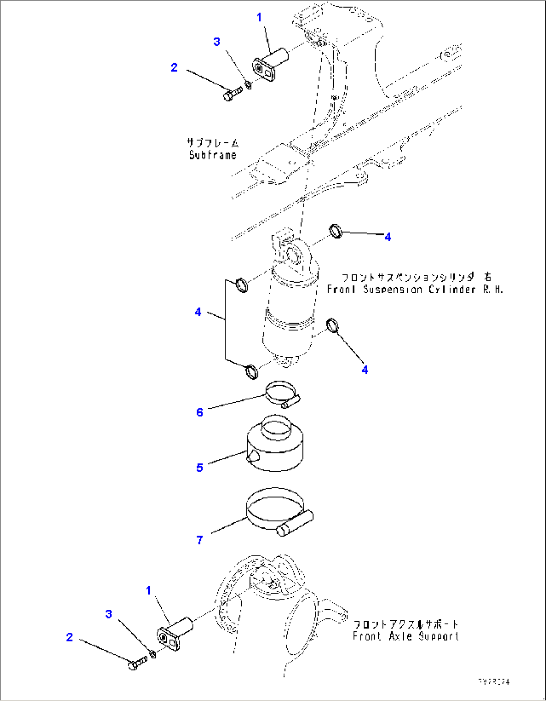 Front Suspension Cylinder, Mounting Parts (#2843-)