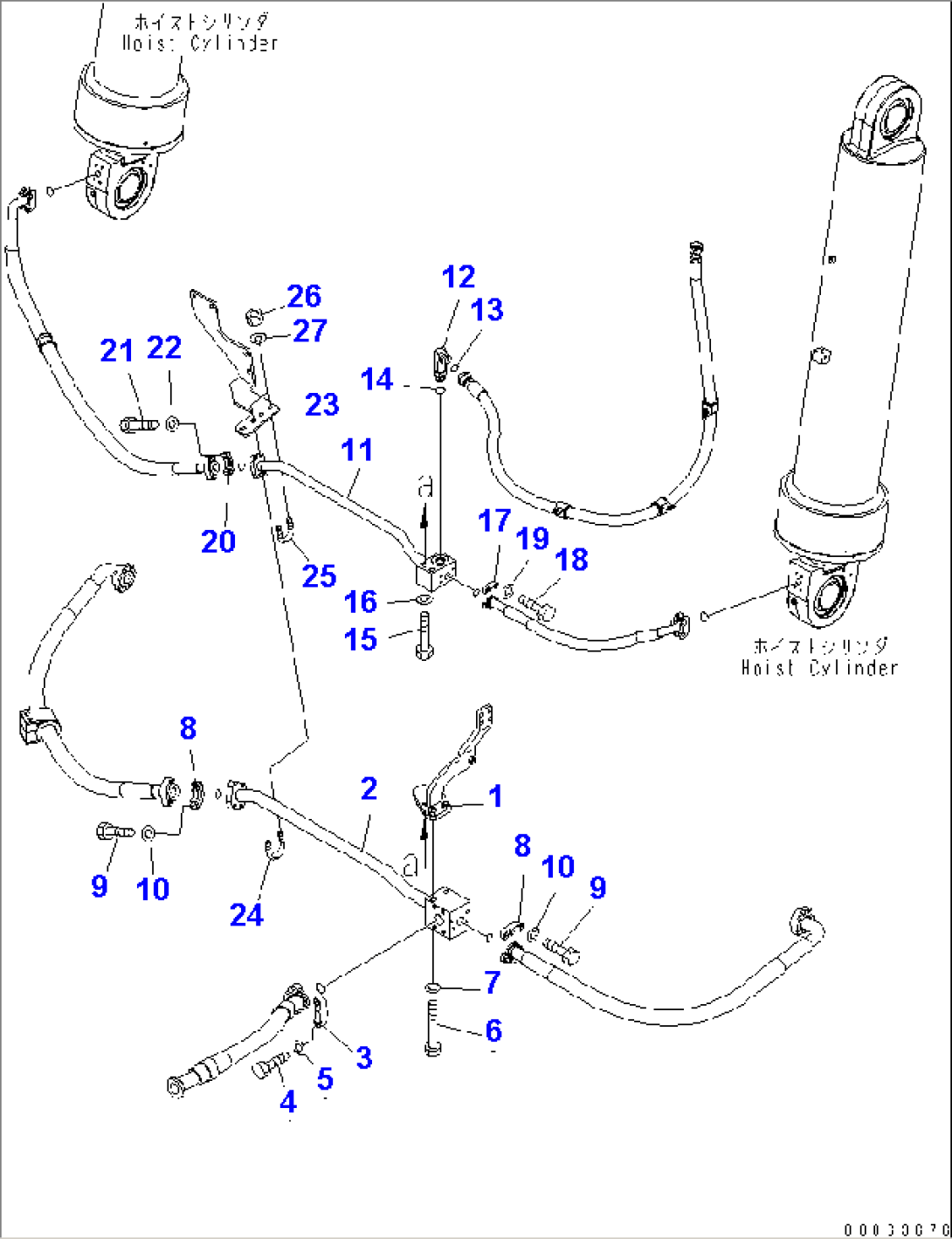 STEERING AND HOIST PIPING (HOIST VALVE TO HOIST CYLINDER) (1/3)