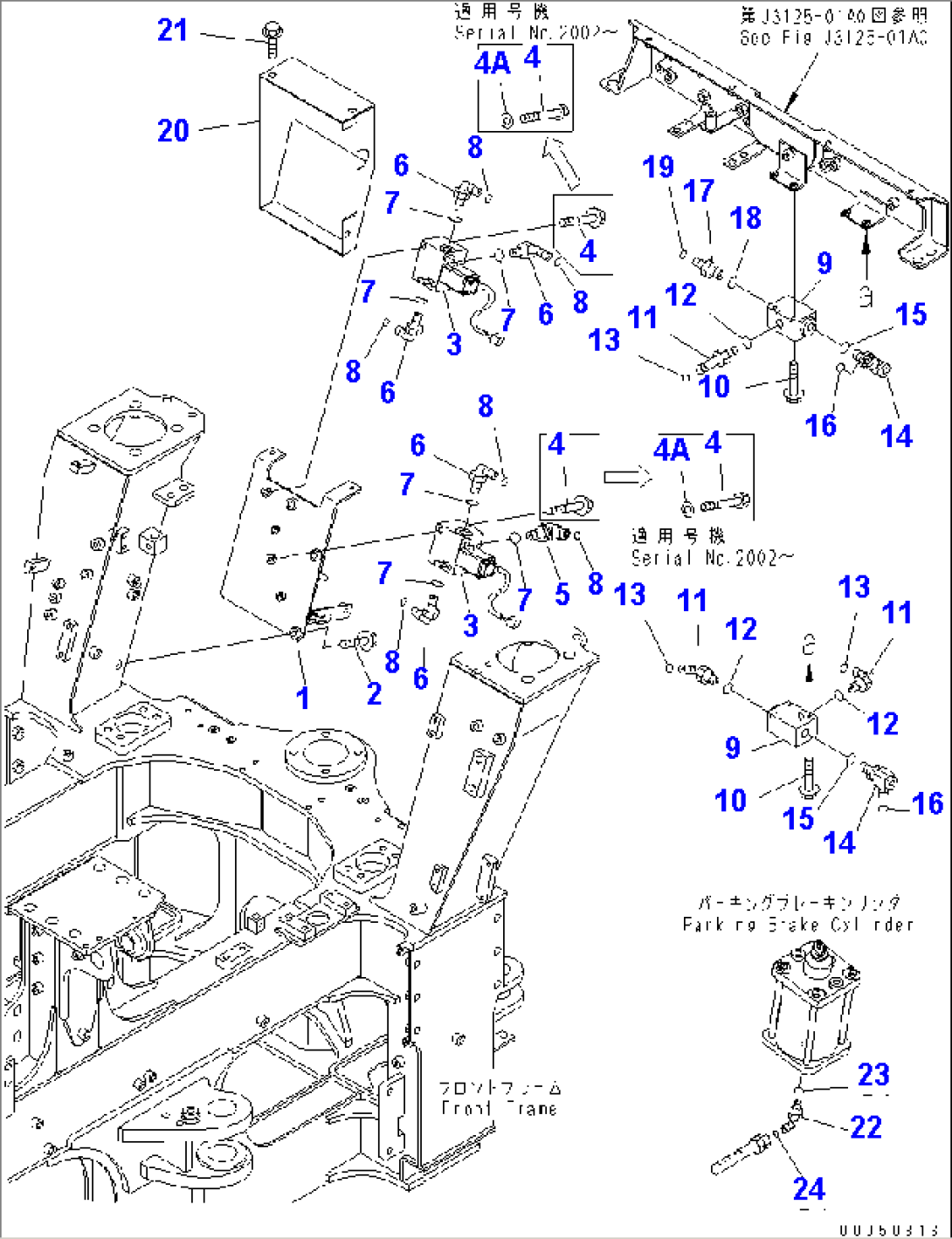 BRAKE PIPING (RETURN LINE¤ FOR PARKING VALVE AND CHARGE VALVE)(#2001-)