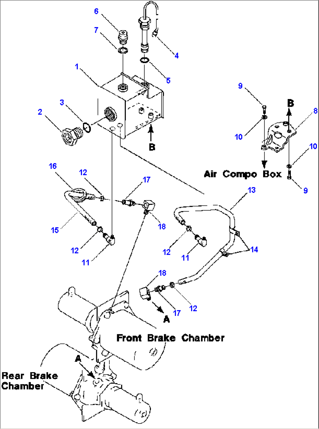 BRAKE OIL PIPING TANK TO BRAKE CHAMBERS