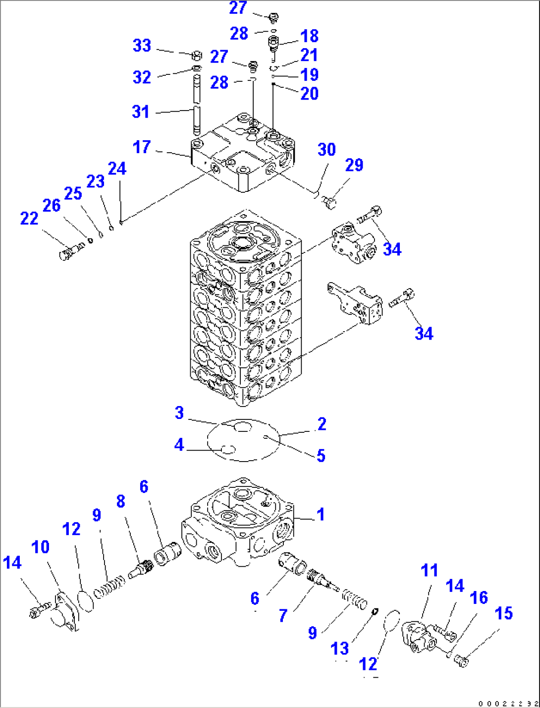 MAIN VALVE (7-SPOOL) (5/9) (FOR 1-PIECE BOOM)