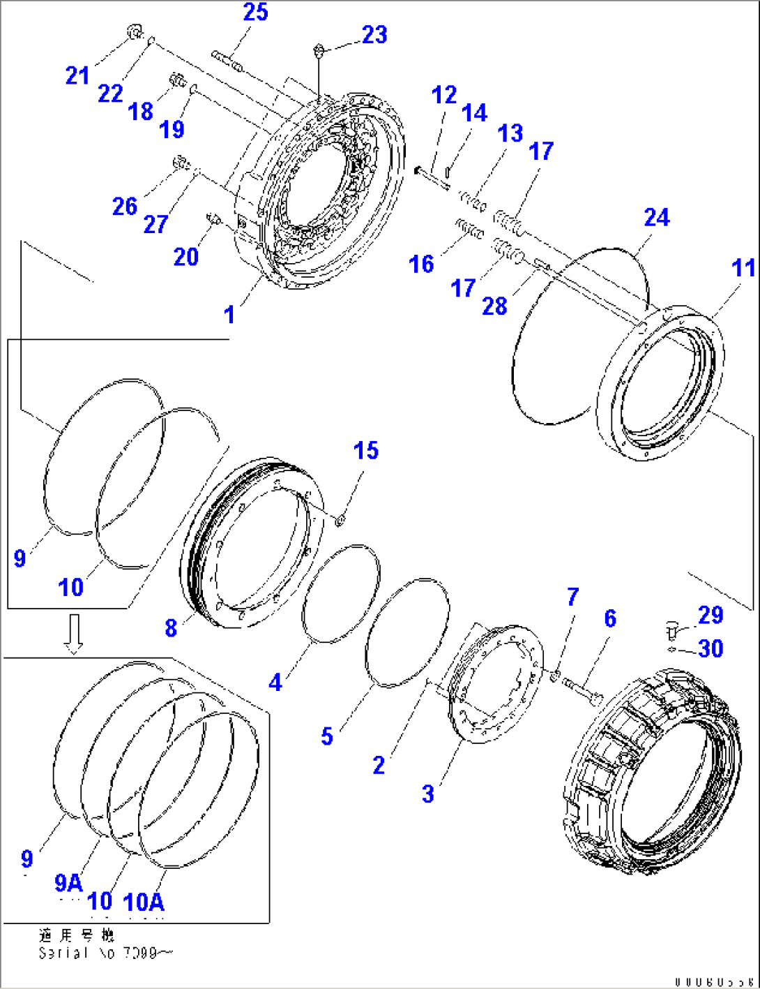 REAR AXLE (REAR WHEEL BRAKE) (L.H.) (1/3)(#7001-.)