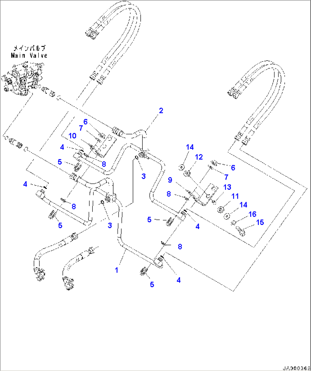 Hydraulic Circuit, With Electronic Controlled Suspension System (ECSS) Lift Cylinder Piping (1/2) (#C10001-)