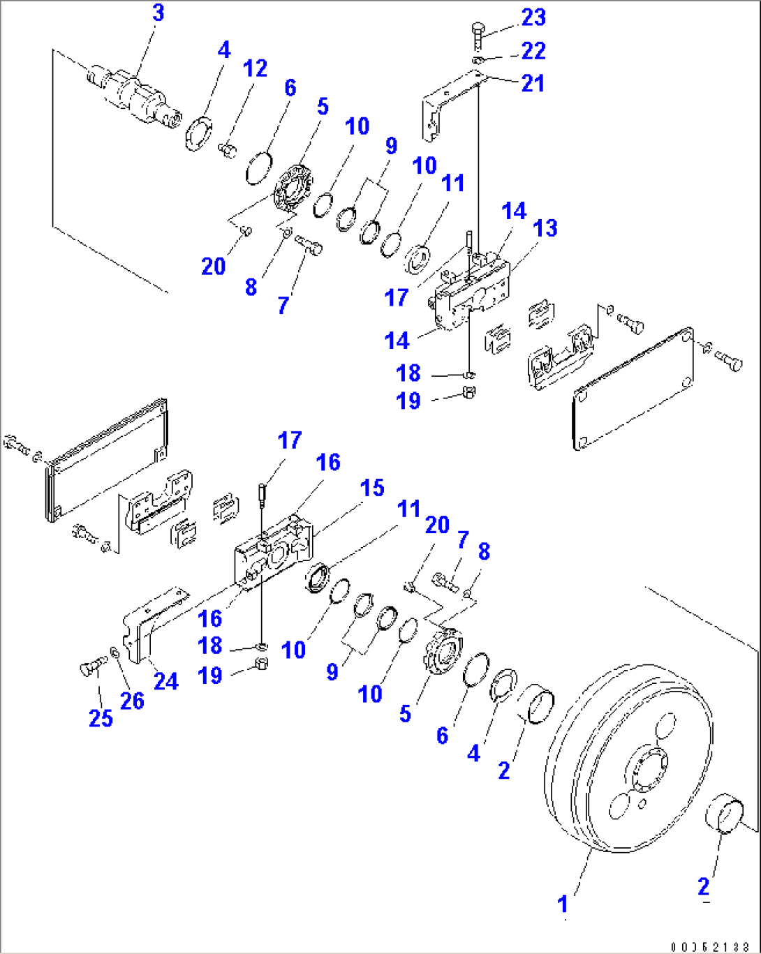 TRACK FRAME (FRONT IDLER) (L.H.) (FOR LANDFILL SPEC.)(#80001-)