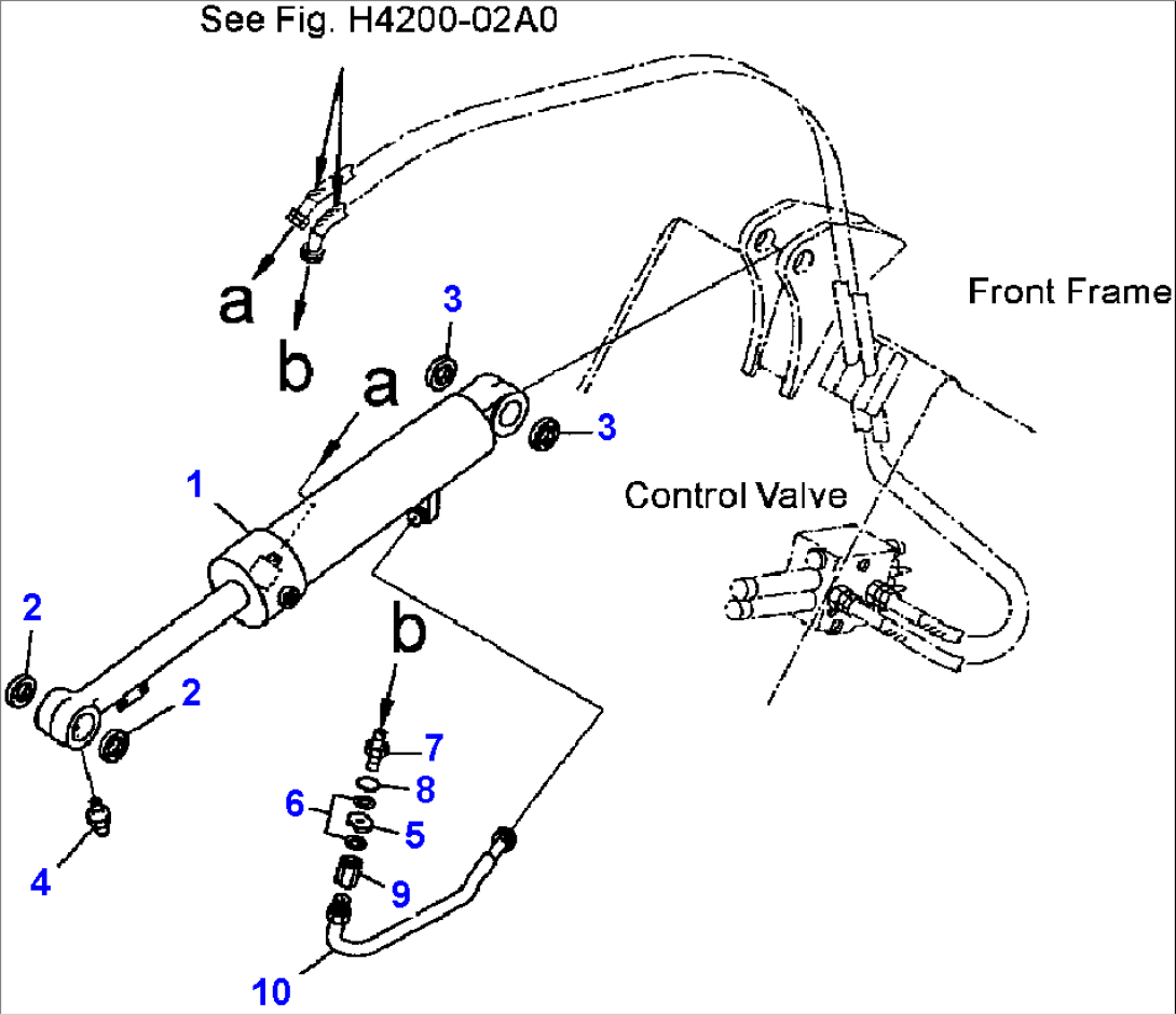 FIG. T4150-01A0 DUMP CYLINDER - CYLINDER ASSEMBLY AND PIPING