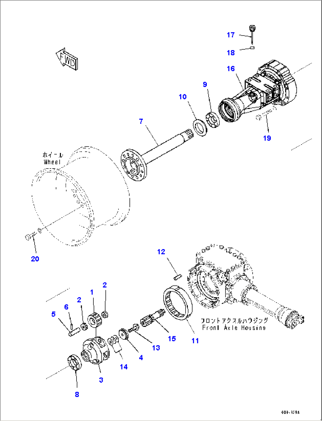 Front Axle, Final Drive and Housing, L.H. (#75053-)