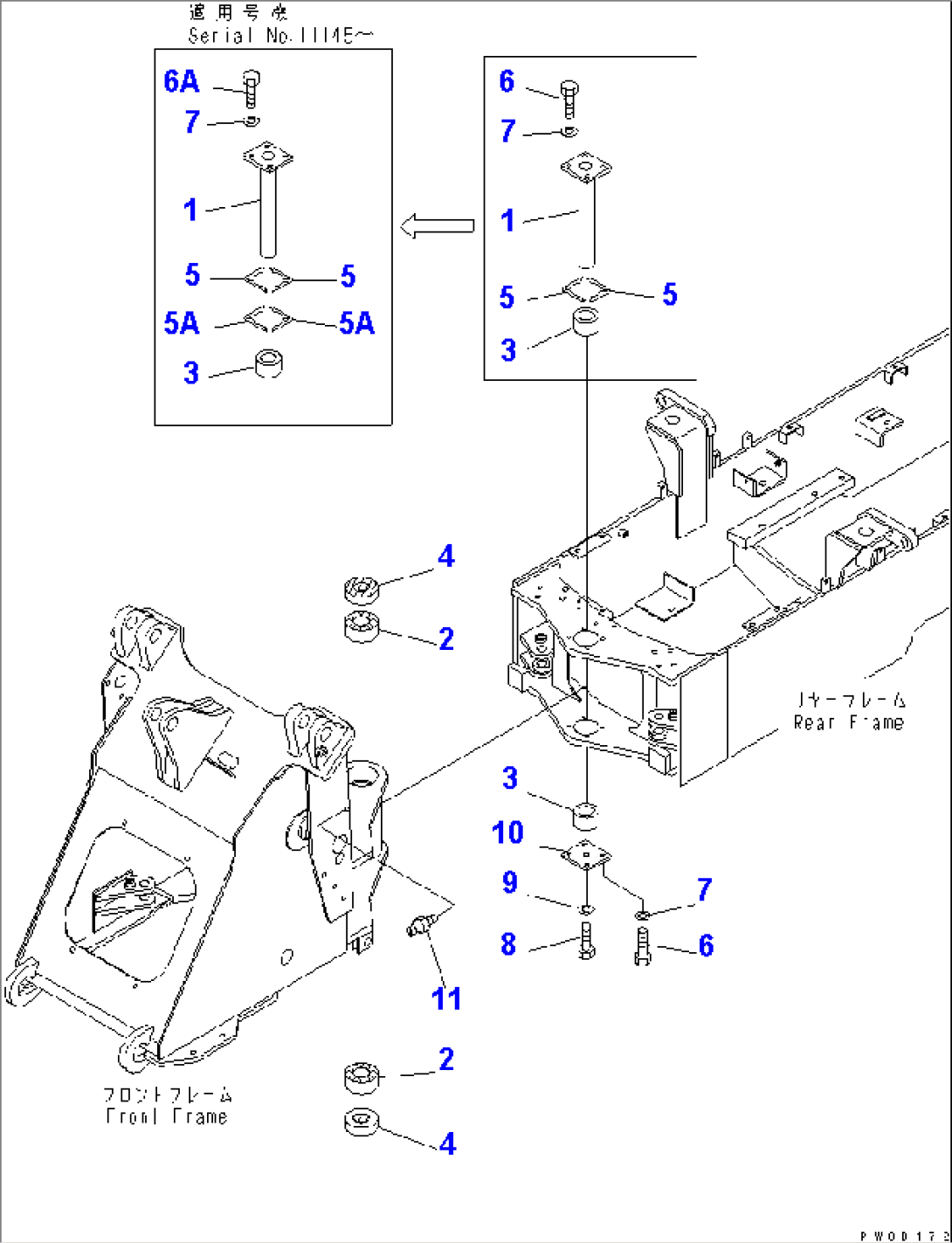 HINGE PIN (FOR FRONT AND REAR FRAME CONNECTING)(#10001-11692)