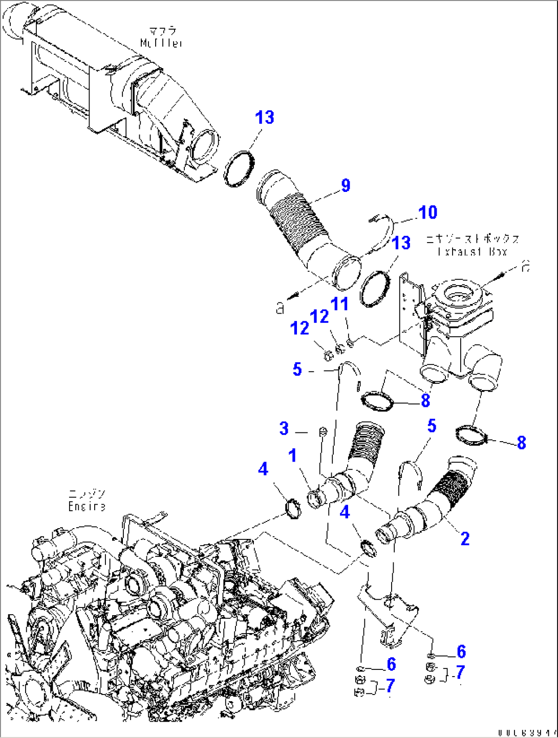 EXHAUST PIPING (FOR EXHAUST BOX)(#7001-)
