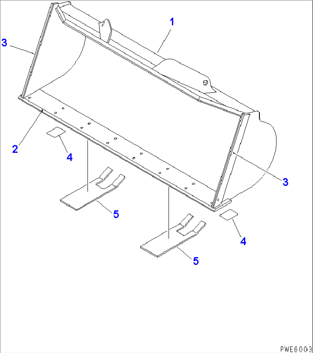 BUCKET 1.6M3 (LIGHT MATERIAL) (WITH BOLT ON CUTTING EDGE¤ 1.7M3) (SNOW)(#65001-65018)