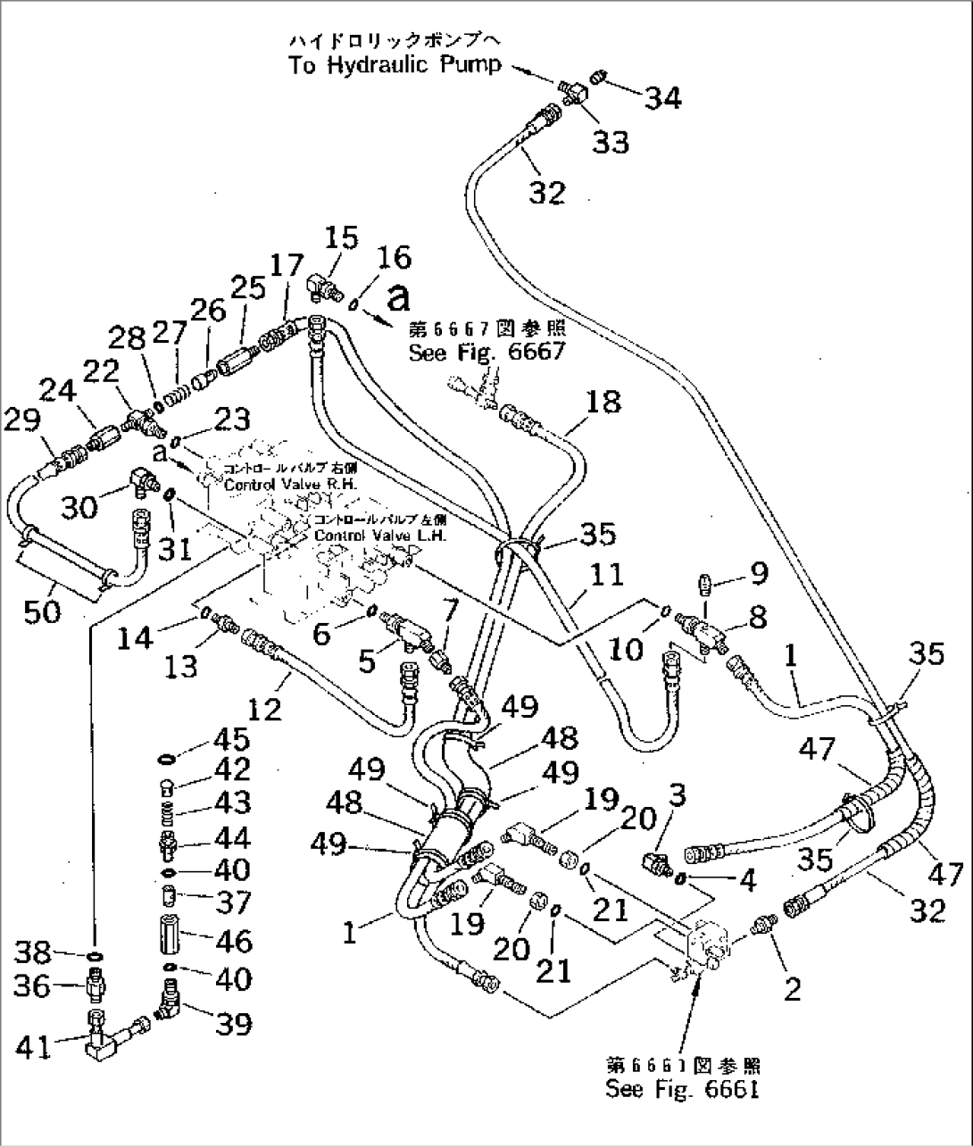 HYDRAULIC PIPING (FOR TRAVEL) (SOLENOID VALVE TO/FROM CONTROL VALVE) (WITH OLSS)(#2355-)