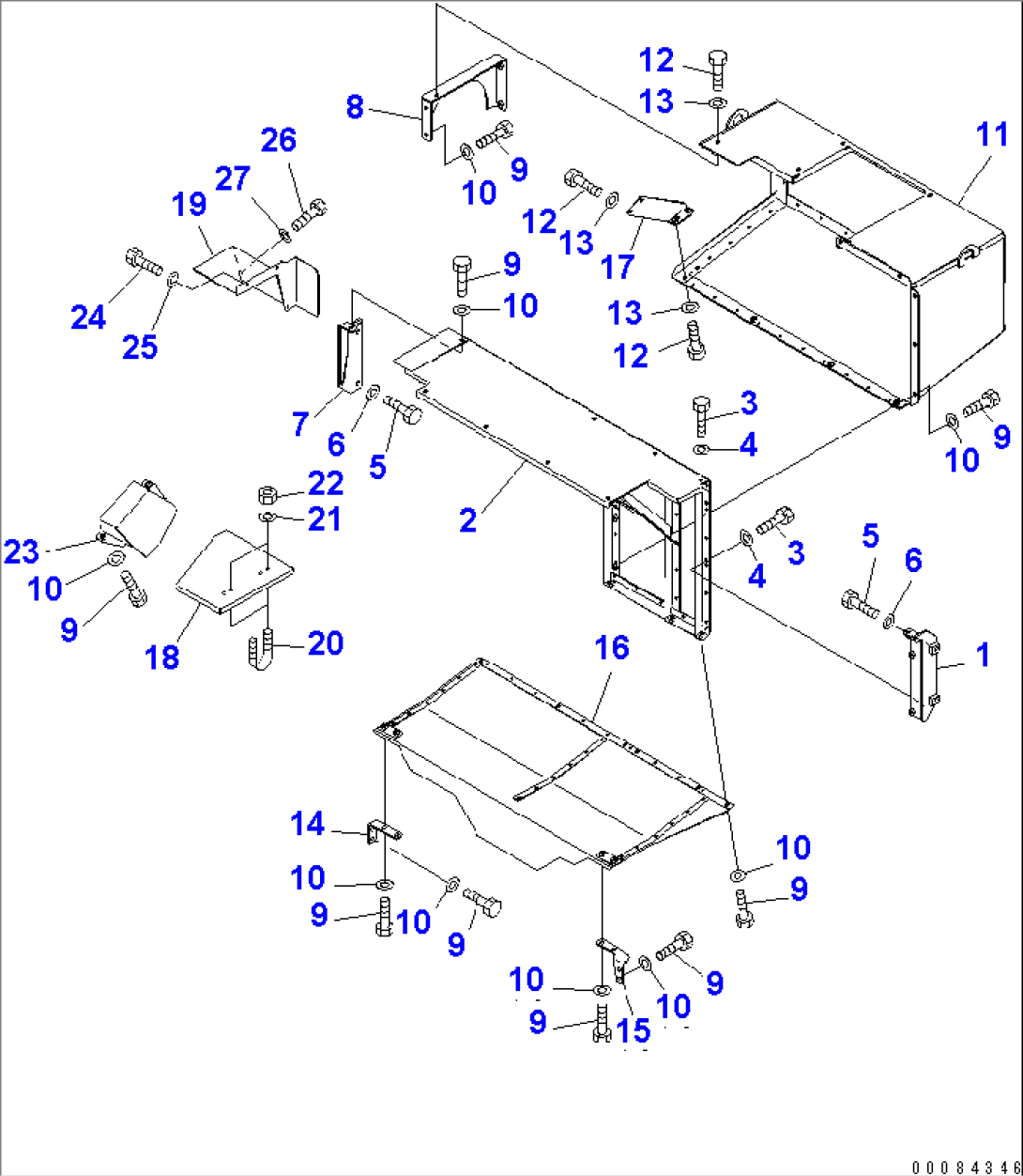 FIRE PROTECTION (ENGINE REAR COVER) (WITH EXHAUST BOX) (1/2)(#7169-7315)