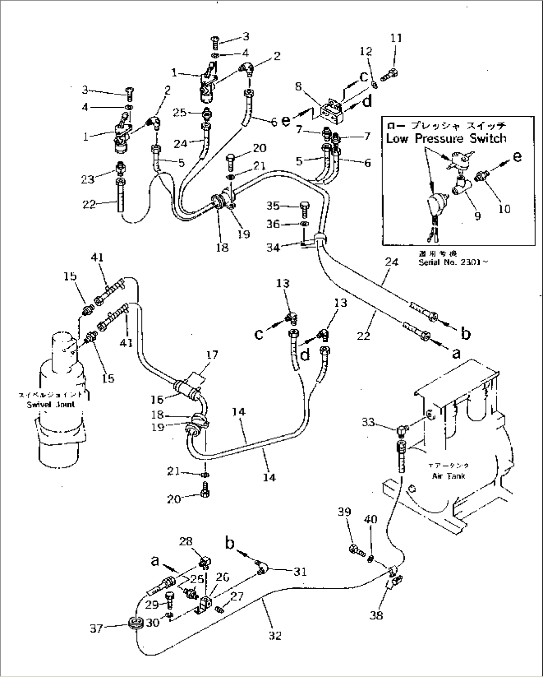 UPPER AIR PIPING (SUSPENSION LOCK AND PARKING BRAKE) (WITHOUT STEERING AUTO SELECTOR)(#1862-)