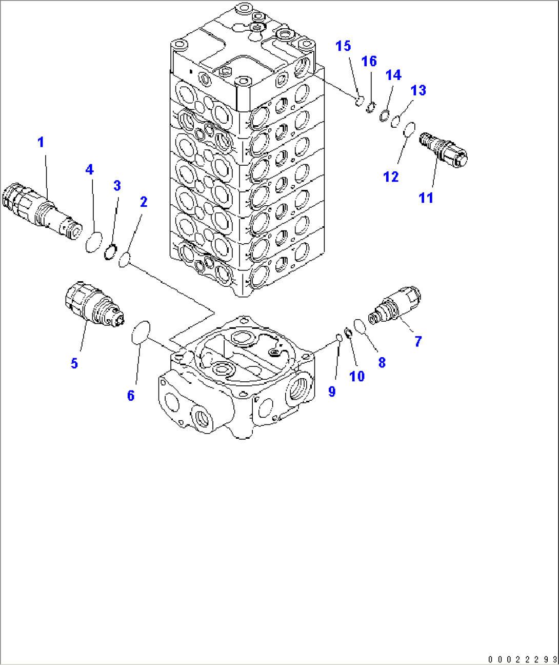 MAIN VALVE (7-SPOOL) (6/9) (FOR ONE-PIECE BOOM)