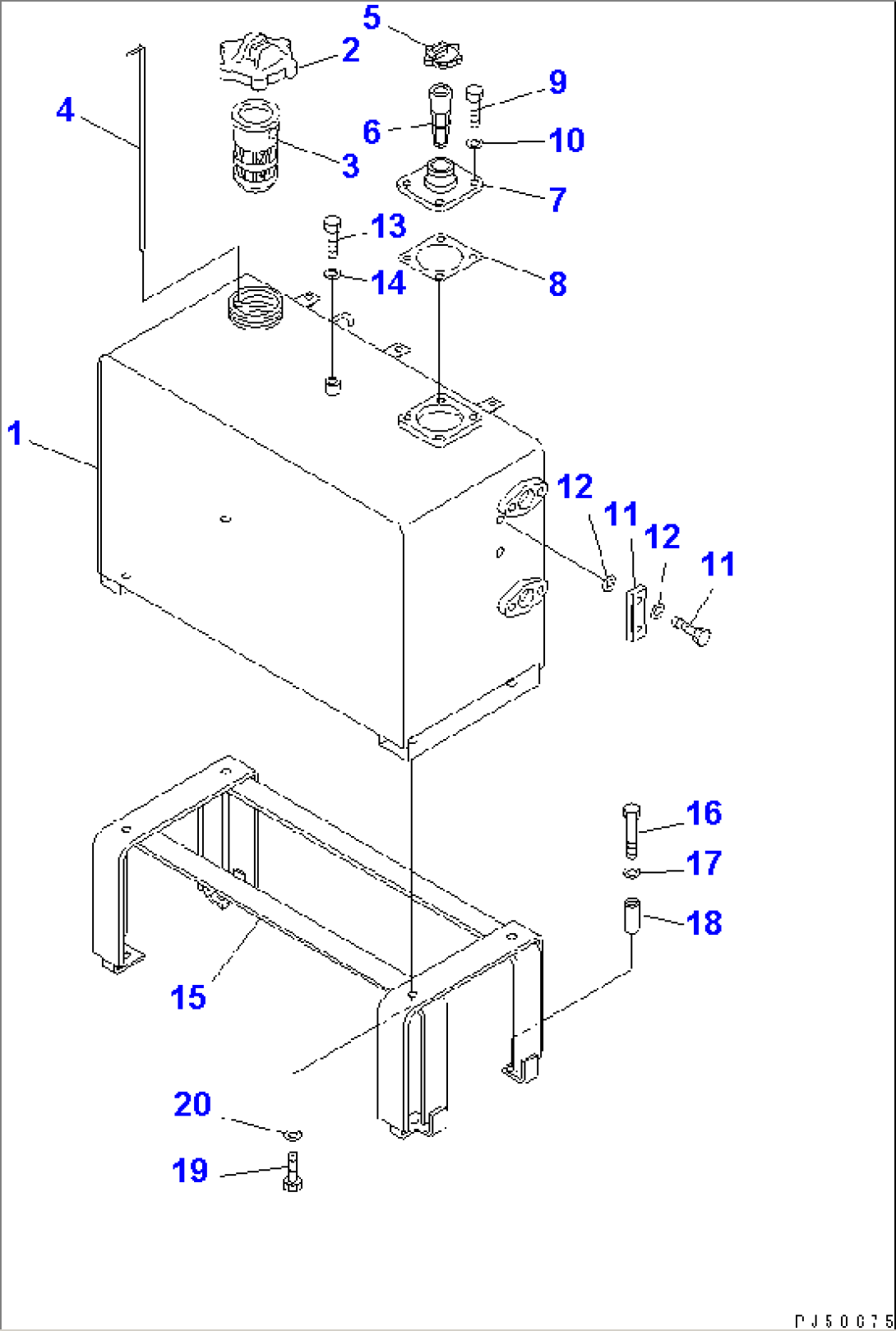 FUEL AND HYDRAULIC TANK (WITH WATER SEPARATOR AND ROPS)