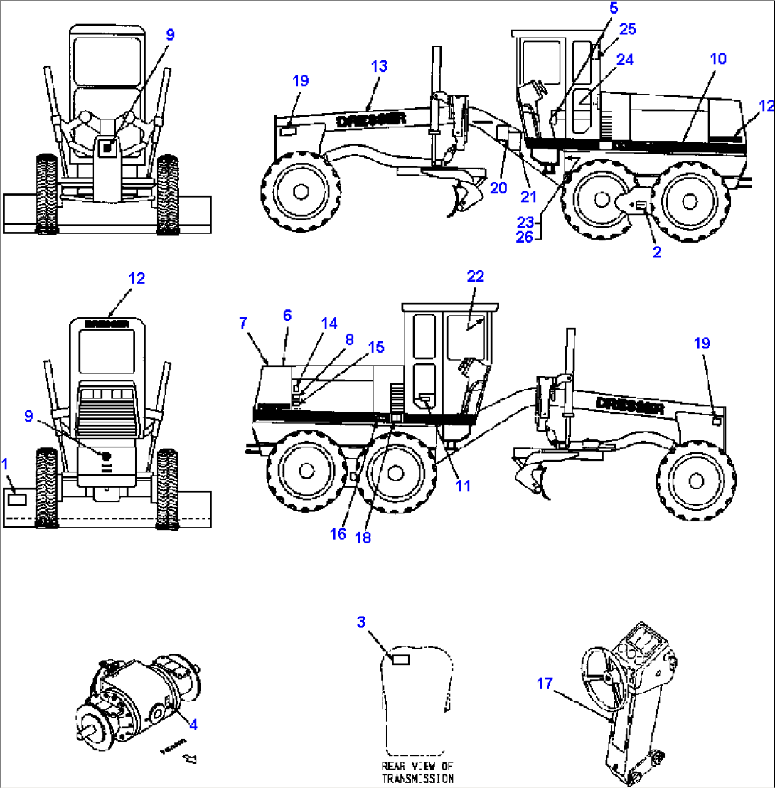 DRESSER DECALS - 870 R.H. & L.H. 90ø BLADE SUSPENSION WITH AWD