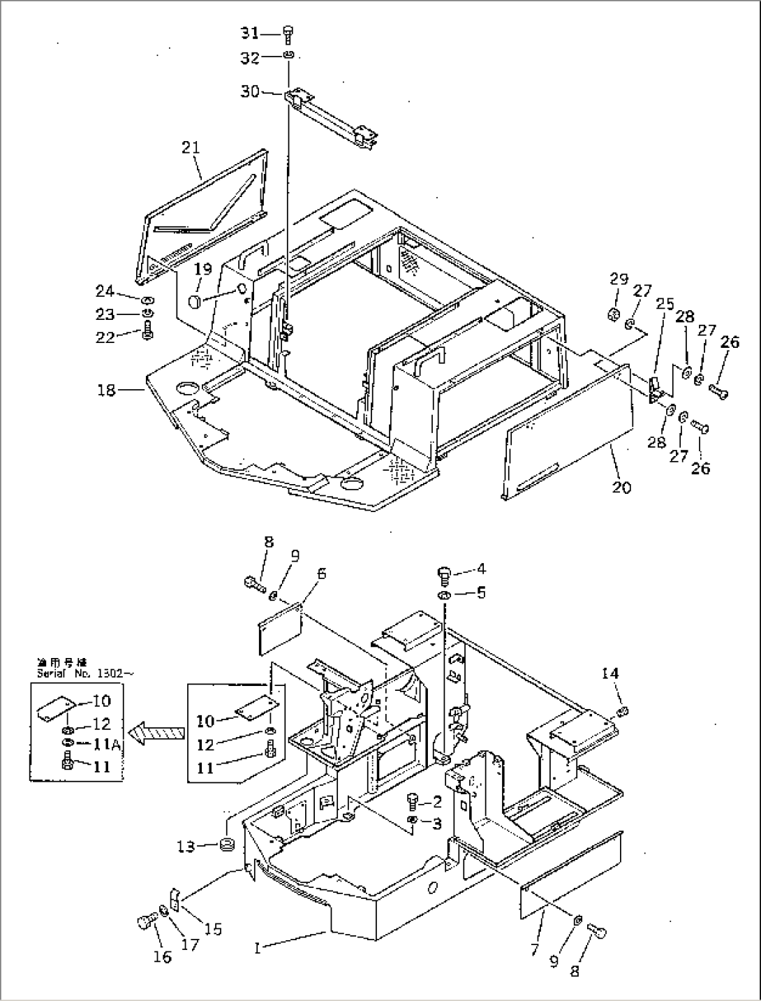 FLOOR FRAME AND COMPARTMENT (FOR CAB)(#1001-2273)