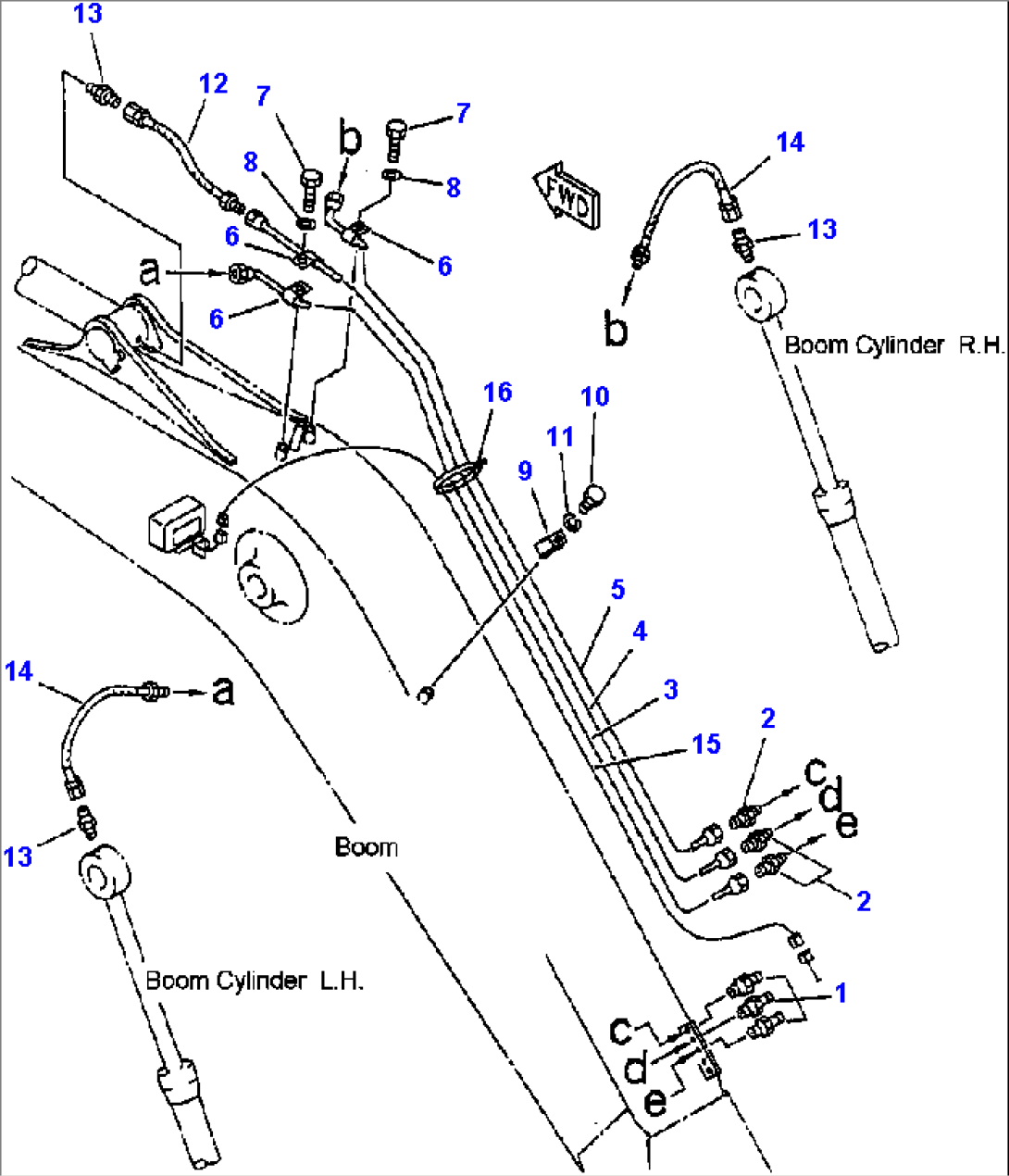 FIG NO. T1110-0401 BOOM LUBRICATION LINES AND WORKING LAMP HARNESS