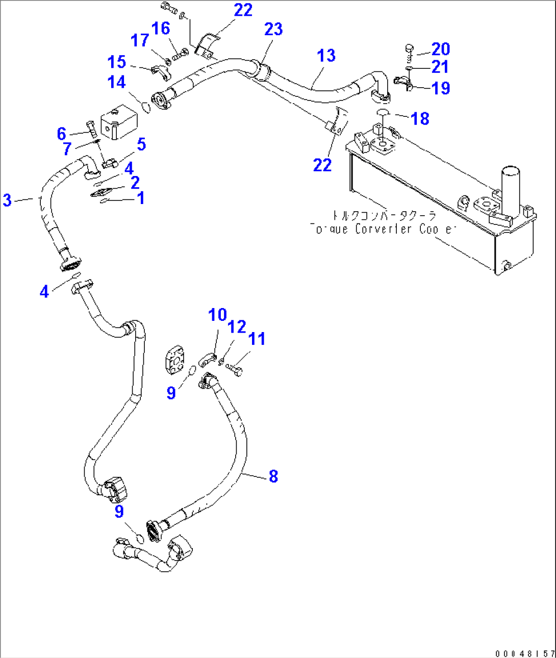 TORQUE CONVERTER AND TRANSMISSION LINE (TORQUE CONVERTER OIL COOLER LINE)(1/2)(#55001-)