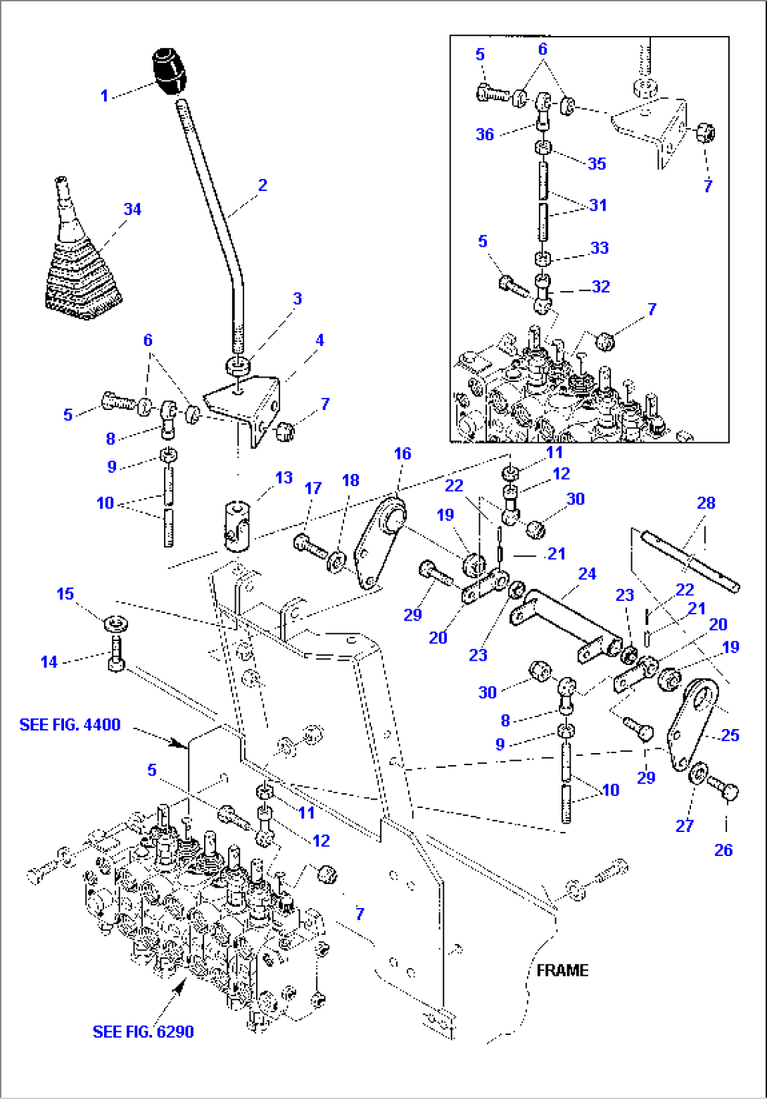 BACKHOE CONTROL LEVERS - KOMATSU LAYOUT CONTROL (1/2)