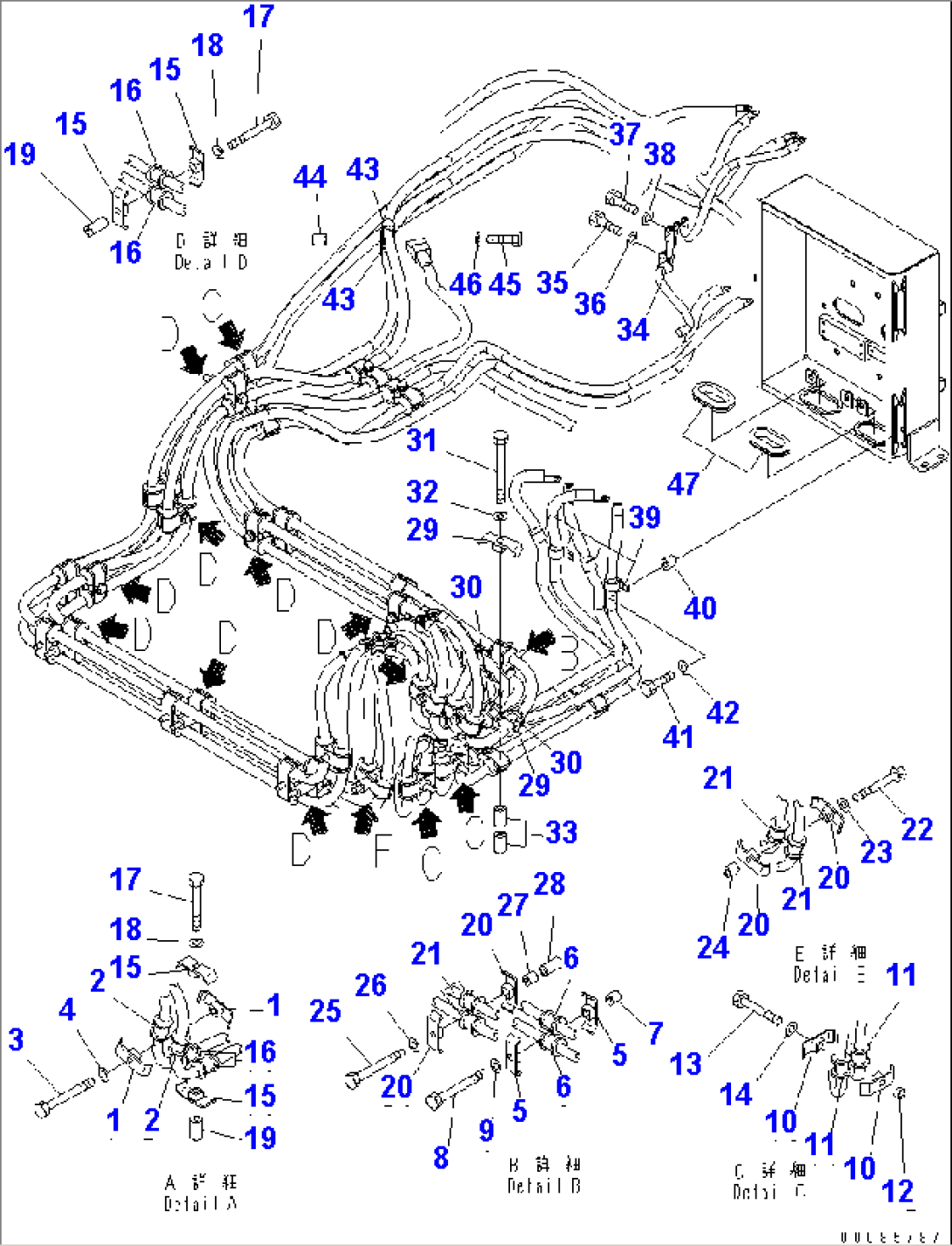 ELECTRICAL SYSTEM (MACHINE CAB) (L.H.) (ISOLATOR CABLE) (CLAMP¤ 1/3)(#20150-)