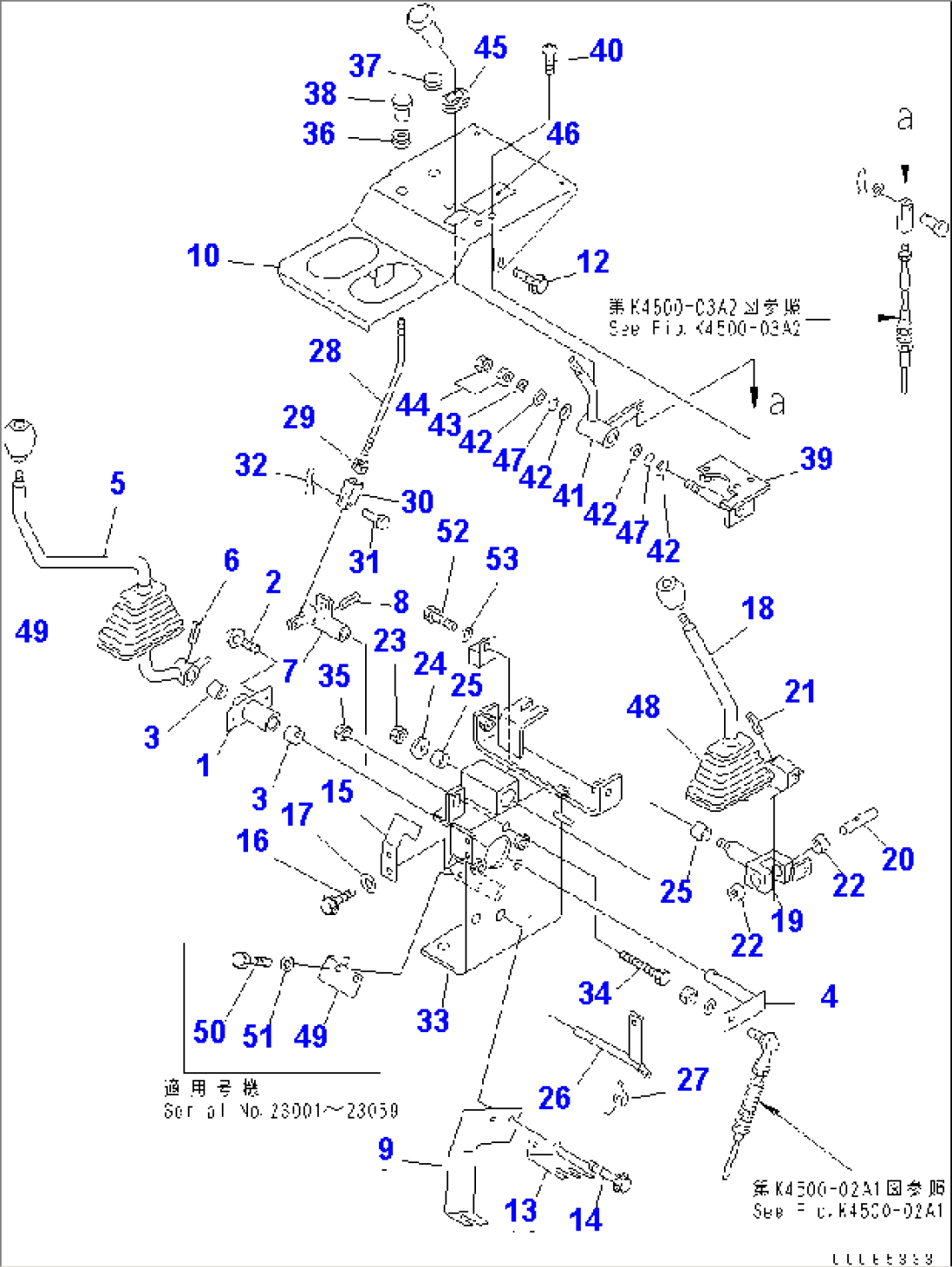 WORK EQUIPMENT CONTROL (LEVER) (FOR FRONT ATTACHMENT) (FOR HAND THROTTLE)