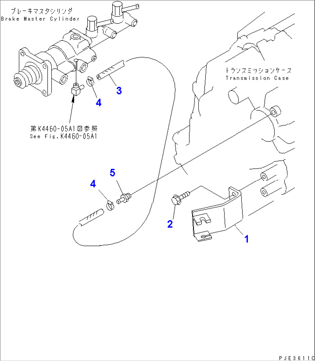 TRANSMISSION (BRAKE OIL PIPING AND LINKAGE BRACKET) (FOR 4-SPEED)