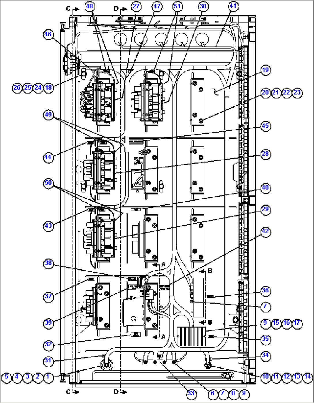 AUXILIARY CONTROL CABINET COMPONENTS - LH WALL 1/2