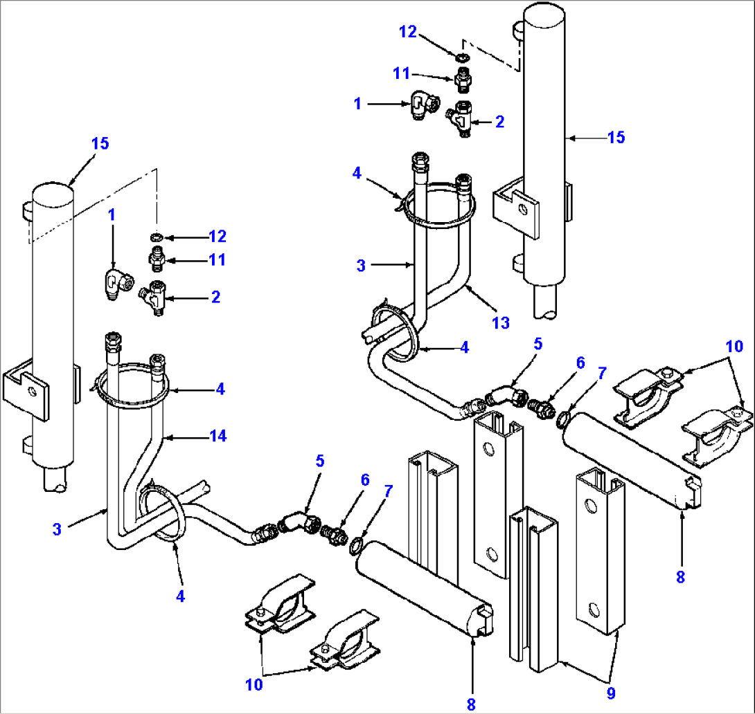 DRAWBAR LIFT ACCUMULATOR RIGHT AND LEFT 90ø BLADE SUSPENSION