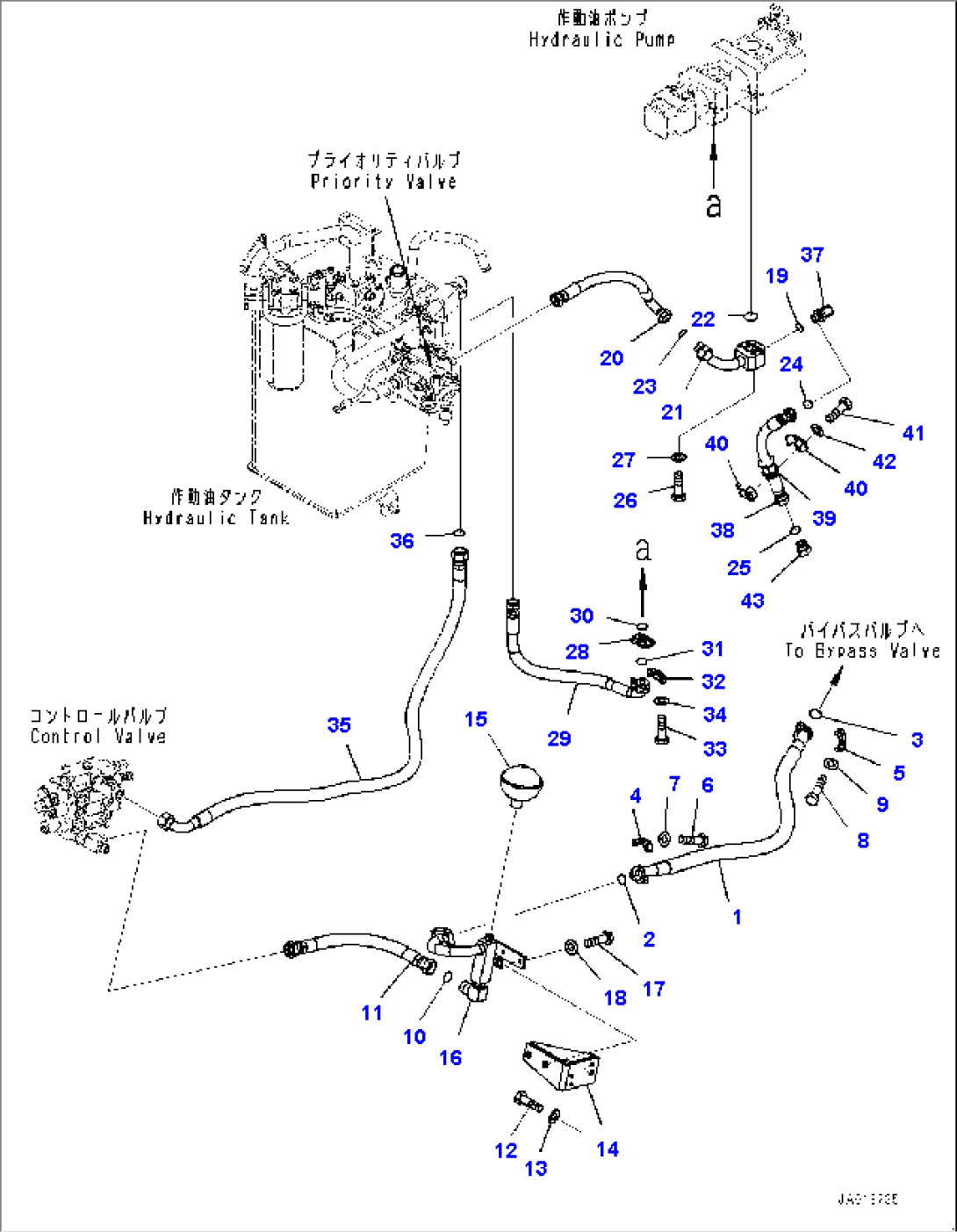 Hydraulic Piping, Steering Drain Piping (#80001-)