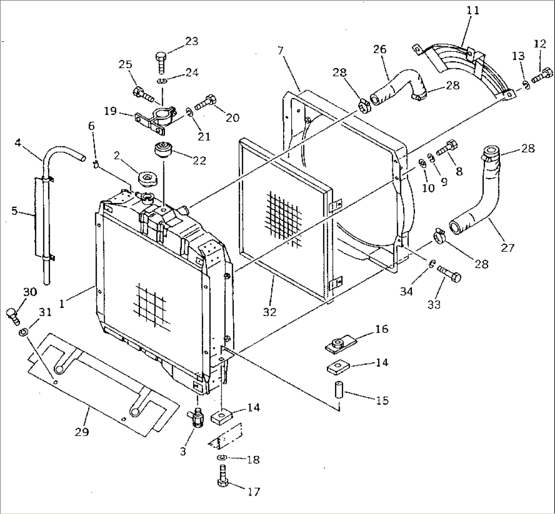 RADIATOR AND PIPING (WITH SANDY DUSTY PROTECTION GRID) (FOR SHIP