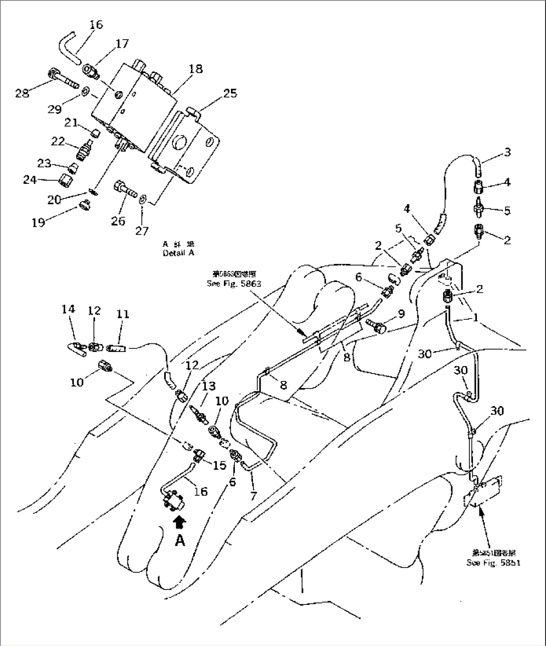 AUTO GREASE SYSTEM (BUCKET LINK¤ BELLCRANK AND DUMP CYLINDER HEAD) (1/2)(#10865-)
