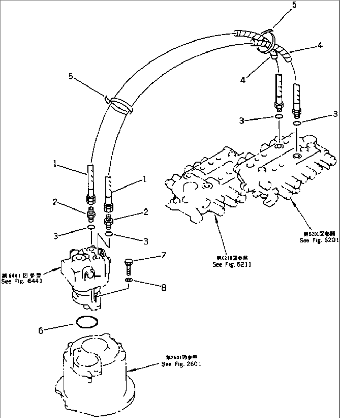 HYDRAULIC PIPING (SWING MOTOR LINE)