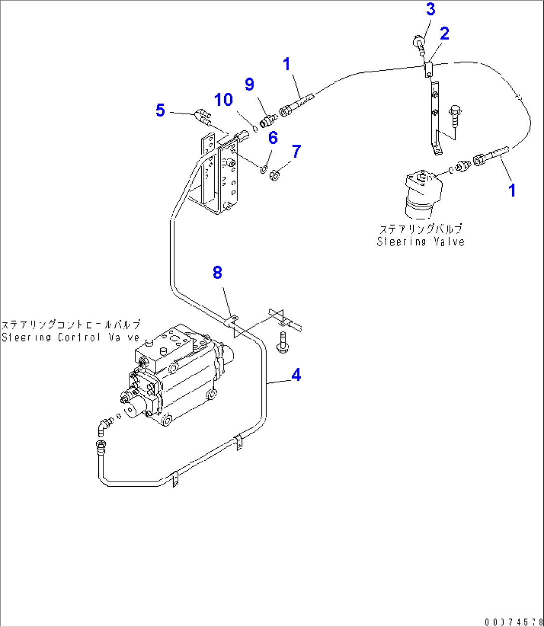 STEERING HYDRAULIC LINE (PILOT LINE¤ 2/4) (WITH ADVANCED JOY STICK STEERING)(#51075-)
