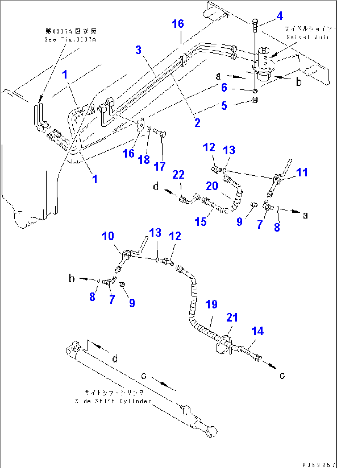 HYDRAULIC PIPING (BLADE SIDE SHIFT CYLINDER LINE) (2/2) (WITH SHOCK RELEASE BLADE)(#4077-)