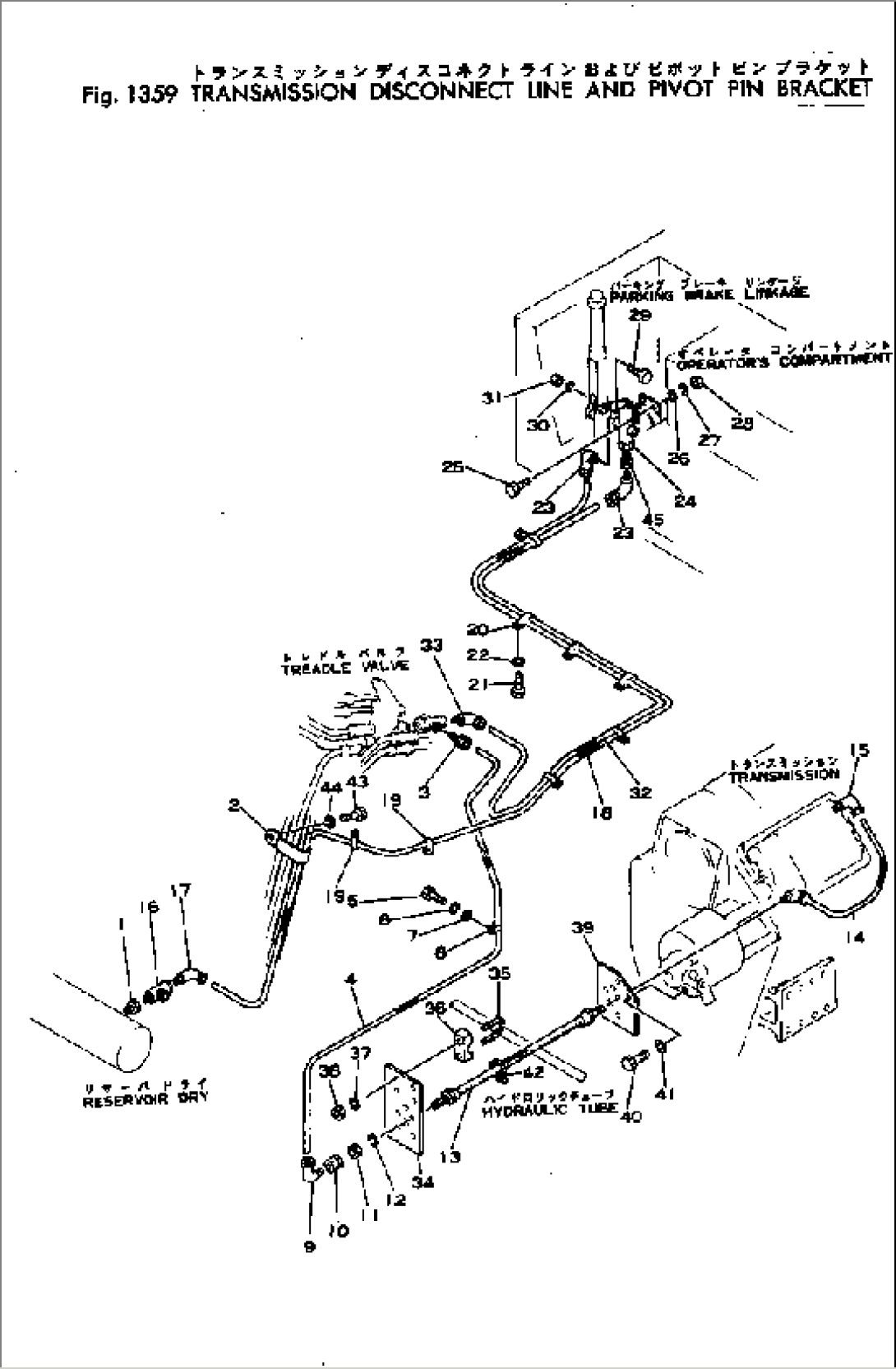 TRANSMISSION DISCONNECT LINE AND PIVOT PIN BRACKET