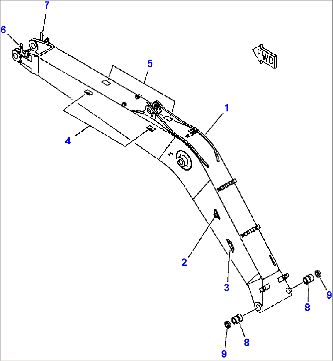 FIG NO. T1110-0103 BOOM - FOR ADDITIONAL PIPING PC250LC-6 - S/N A82001 THRU A82018