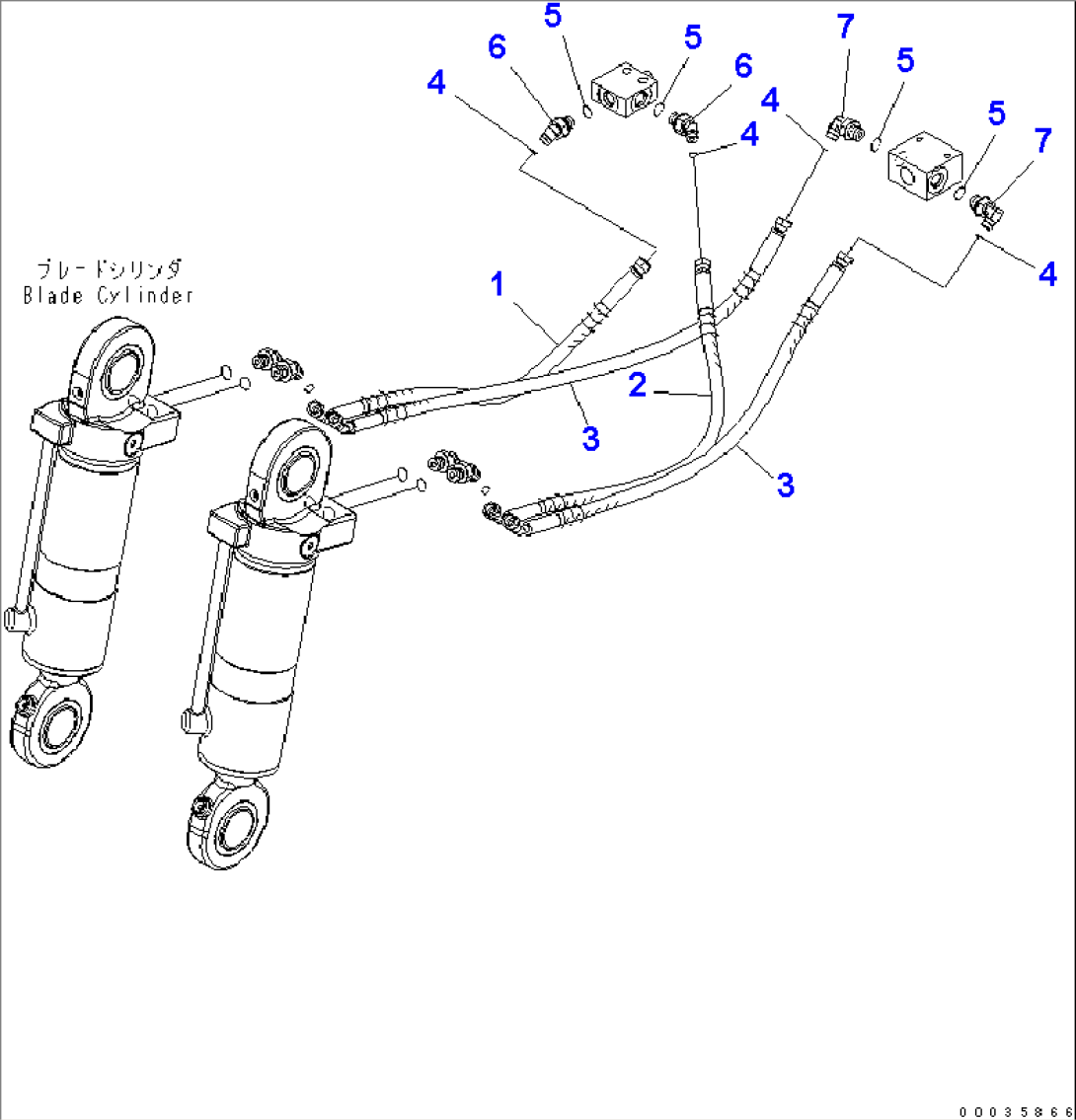 FRONT DOZER BLADE (CYLINDER PIPING)