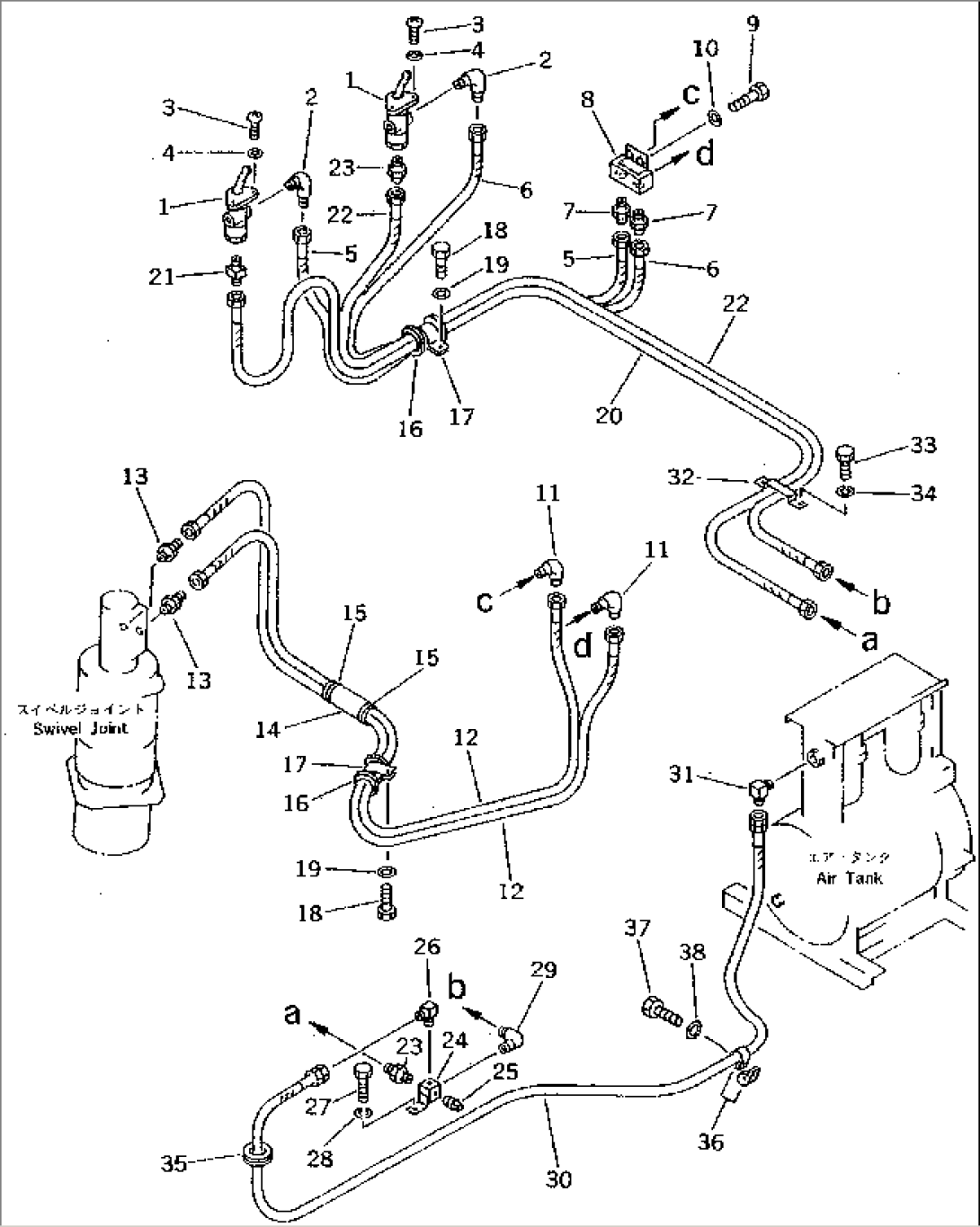 UPPER AIR PIPING (SUSPENSION LOCK AND PARKING BRAKE) (WITHOUT STEERING AUTO SELECTOR)(#1601-1861)