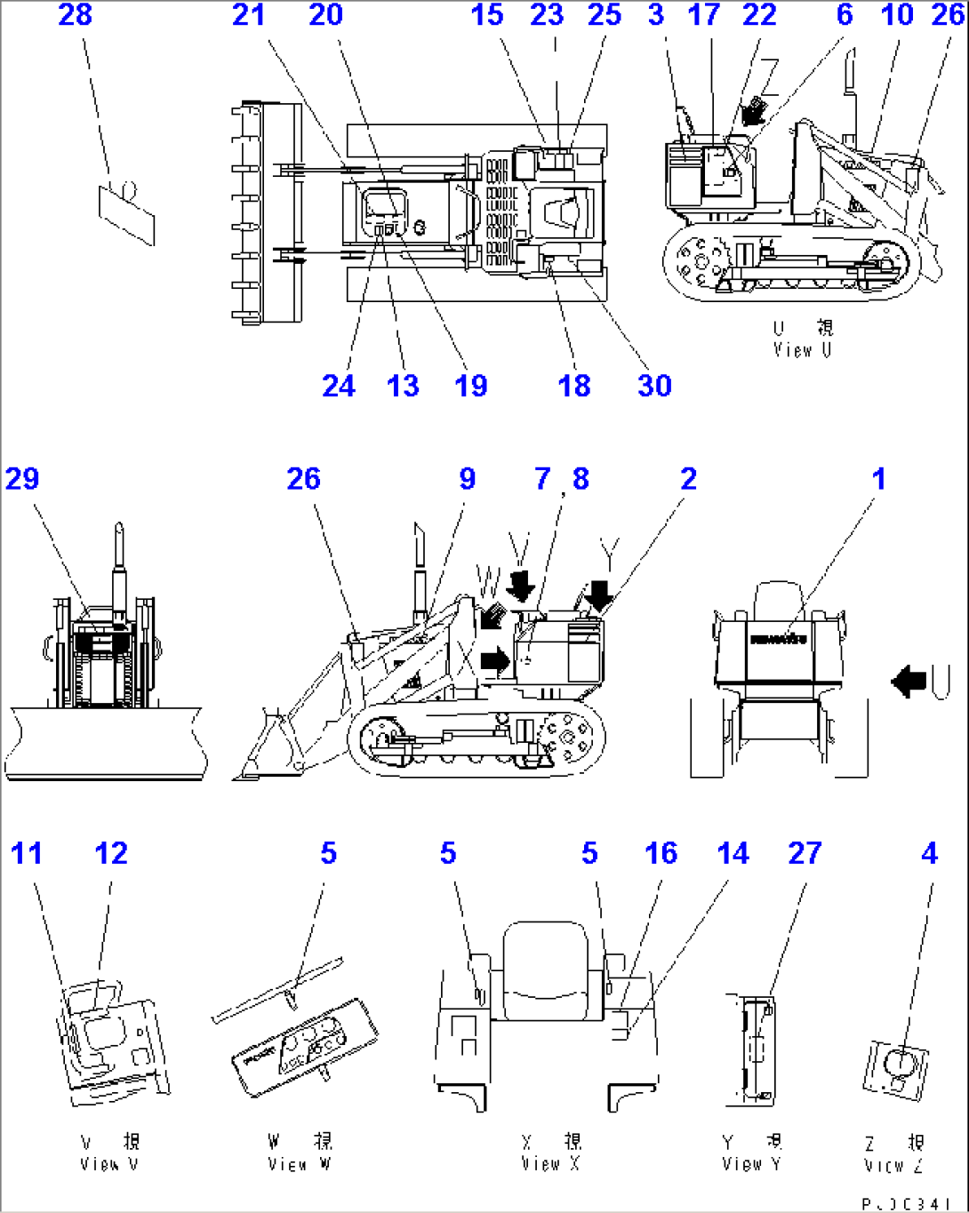 MARKS AND PLATES (ENGLISH) (FOR ROPS CAB)(#61201-)