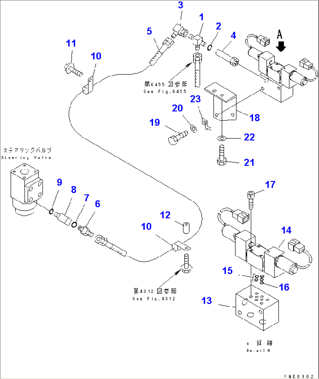 HYDRAULIC PIPING (PILOT LINE) (1/4) (SUCTION LINE) (FOR JOY STICK STEERING)