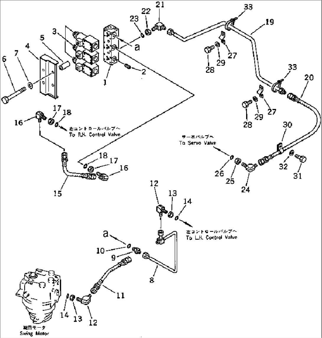 HYDRAULIC PIPING (PILOT CIRCUIT) (1/2) (WITH AUTO DECELERATION¤ SWING MECHANICAL BRAKE)(#12001-12008)