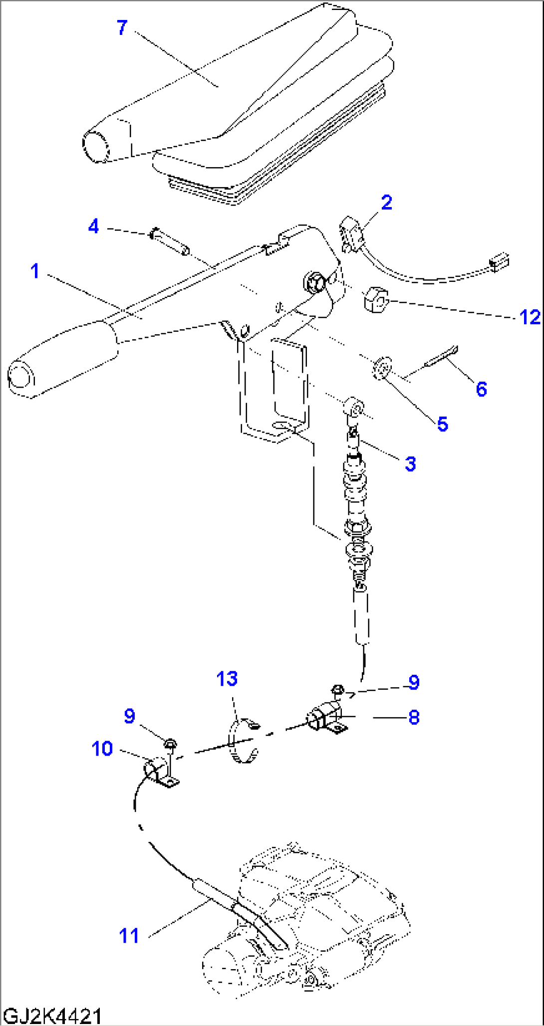HAND BRAKE AND OPERATING ASSEMBLY