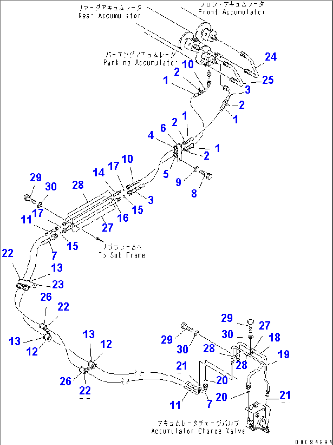 HYDRAULIC PIPING (ACCUMULATOR TO CHARGE VALVE)(#2462-2481)