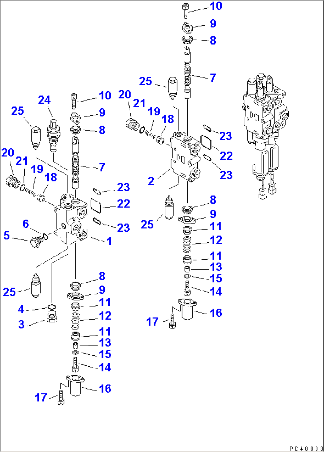 4-SPOOL CONTROL VALVE (1/3)(#60001-)