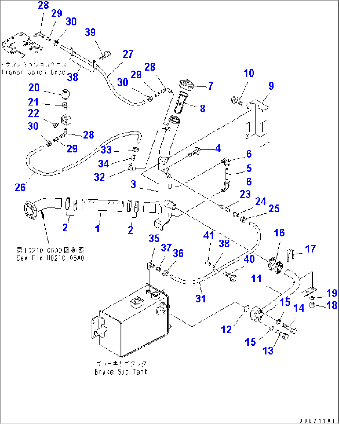 BRAKE COOLING PIPING (TRANSMISSION TO BRAKE SYSTEM TANK)