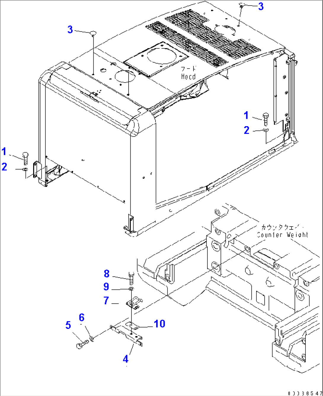 HOOD (HOOD MOUNTING PARTS¤ COVER AND STRIKER)