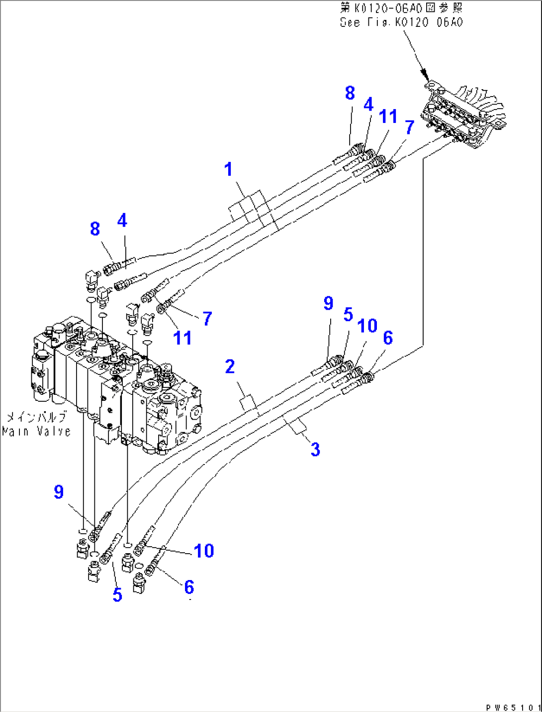 MAIN CONTROL (MAIN CONTROL VALVE PIPING) (ARM¤ SWING¤ BOOM¤ BUCKET)