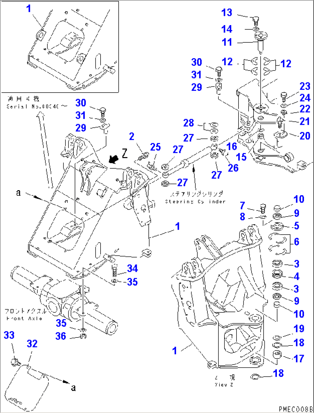 FRONT FRAME (WITH FRONT ATTACHMENT) (WITH 5-SPOOL CONTROL VALVE)(#60001-)