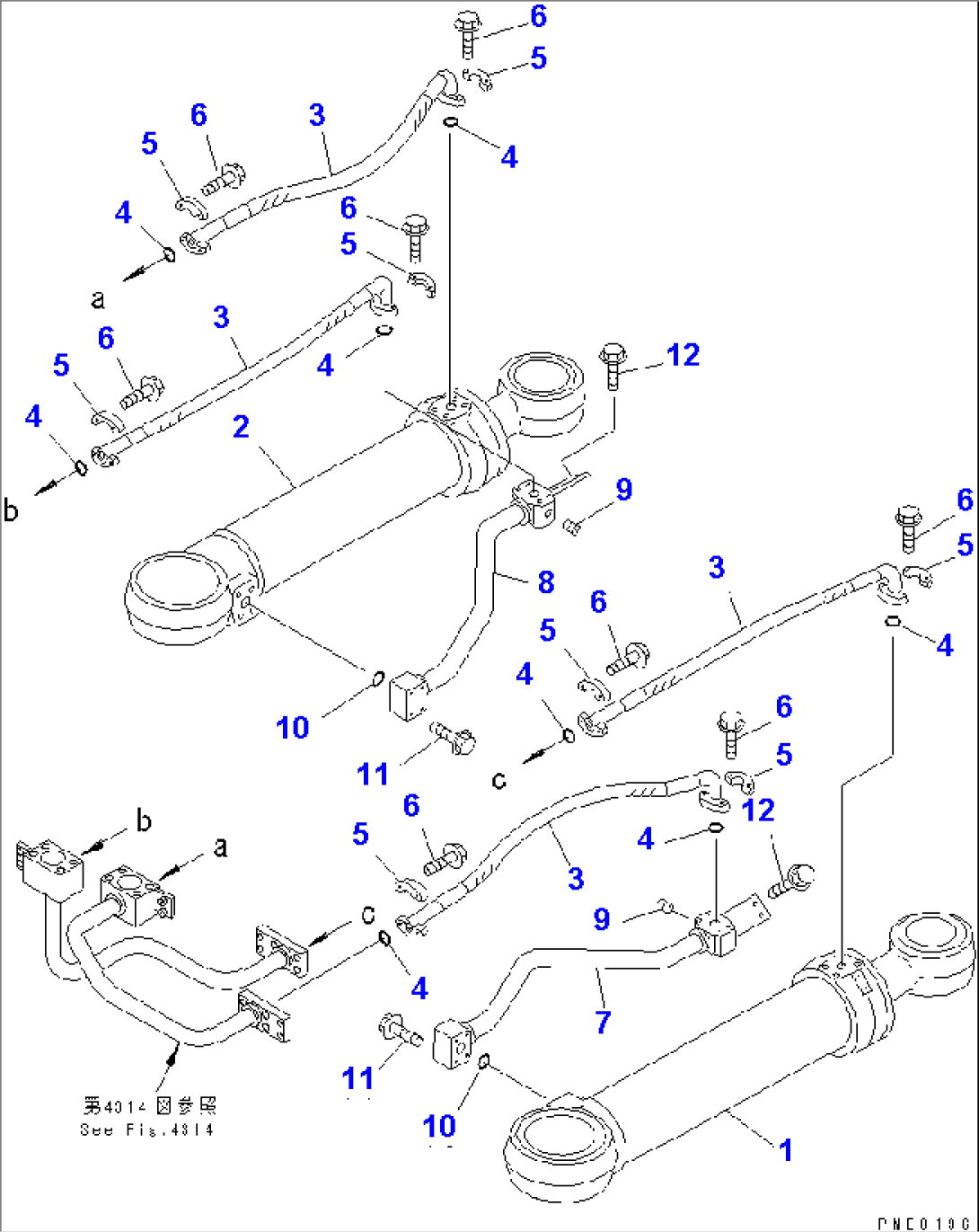 STEERING OIL PIPING (5/5) (STEERING CYLINDER LINE (2/2)) (FOR JOY STICK STEERING)